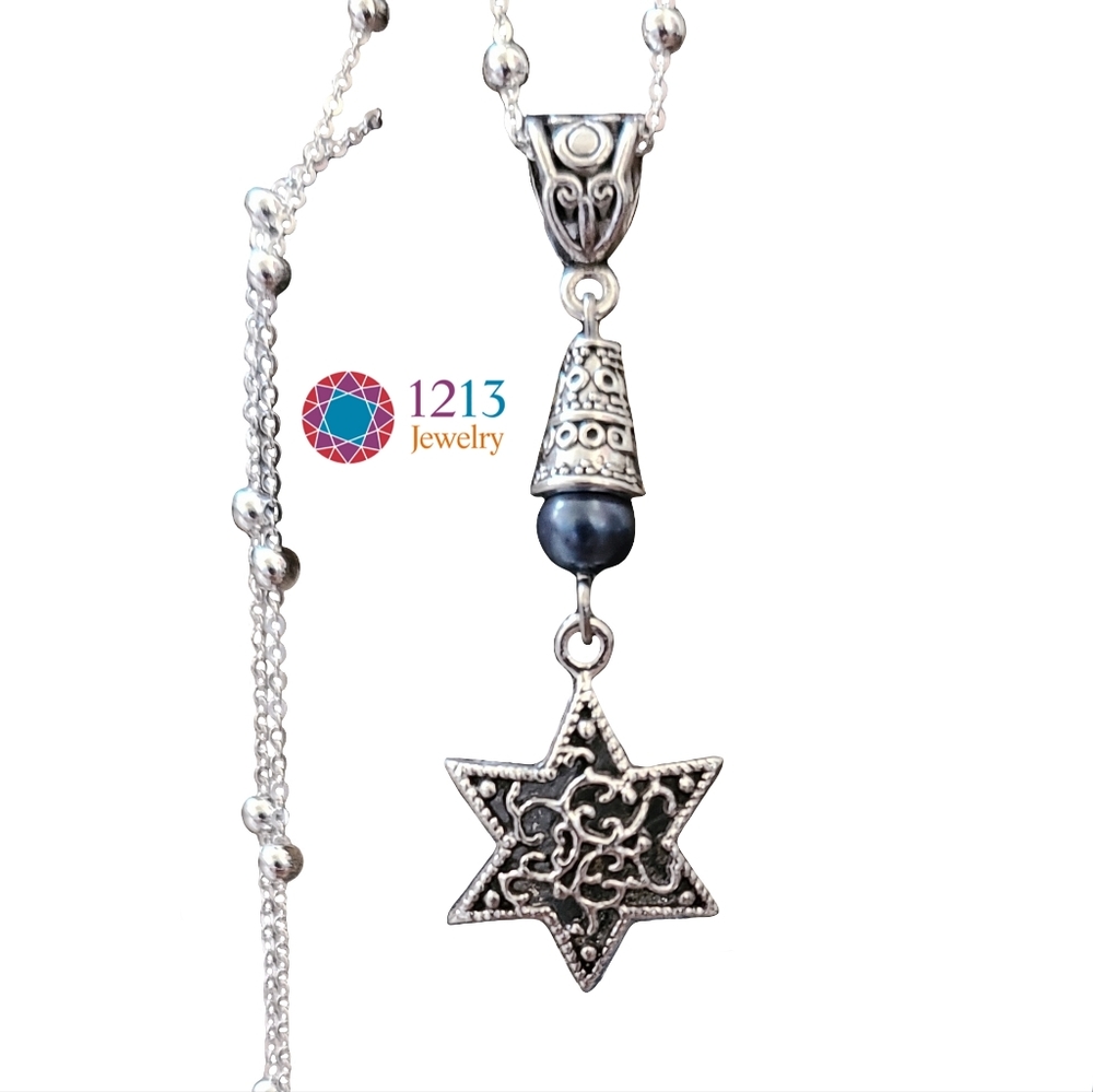 Handcreated Jewish Star of David Necklace on a Sterling Silver Chain